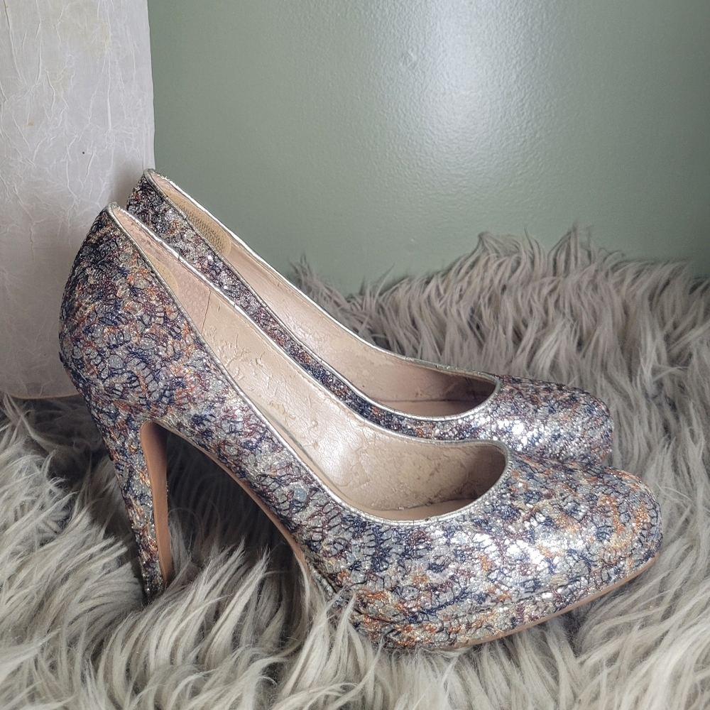 Nine West Sparkly Wedding Stilettos Heels Evening Gown Gala Holiday Shoes - Picture 4 of 10